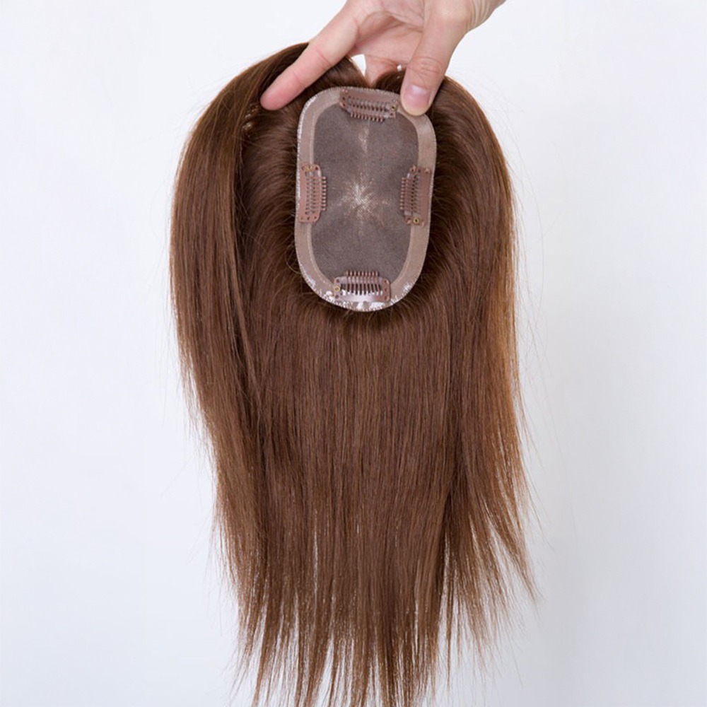 Remy Human Hair Topper 3x5" Monofilament Topper Chestnut Brown
