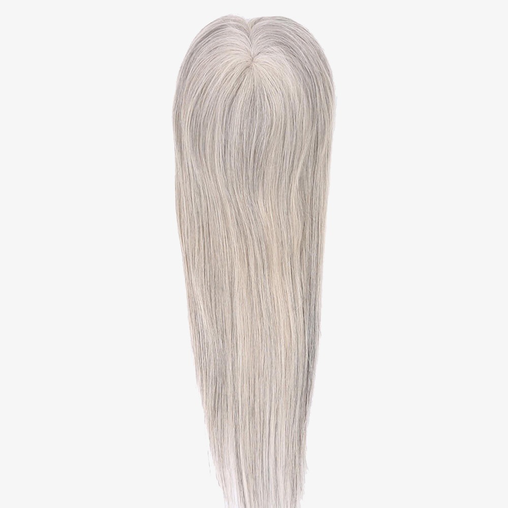 Salt and Pepper Mono Base Hair Topper | Seamless Coverage & Volume
